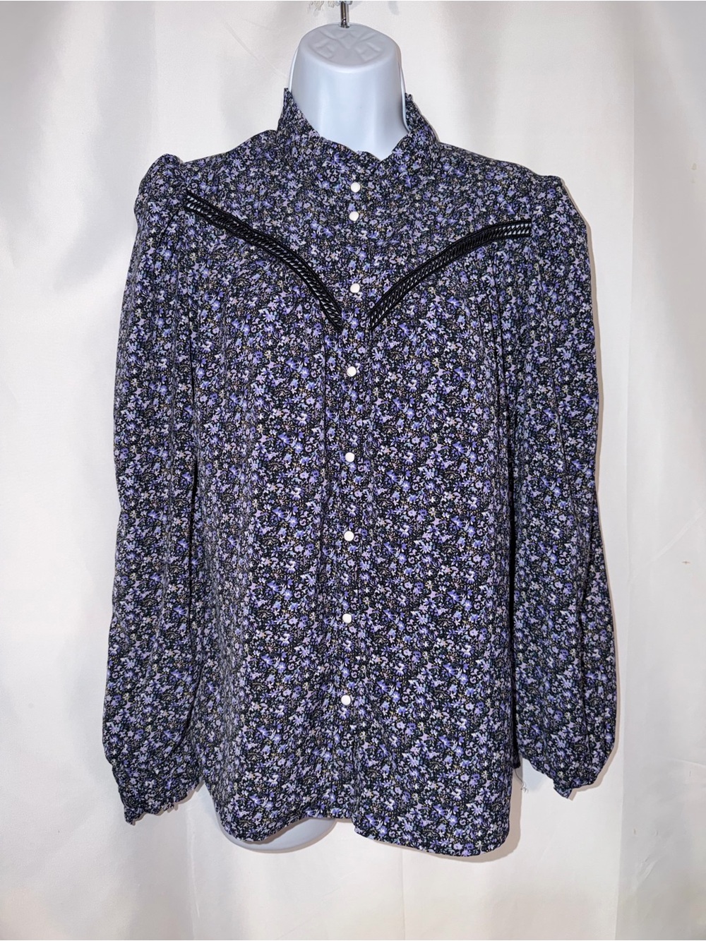 Ai & Ko "Mirza" Ditsy Floral Western Yoke Prairie Button Down Blouse Size Small